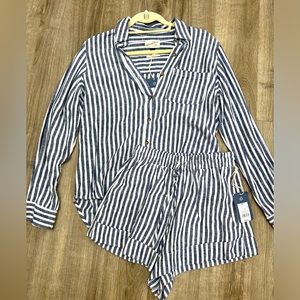 NWT XS Universal Thread for Target linen striped button down set.